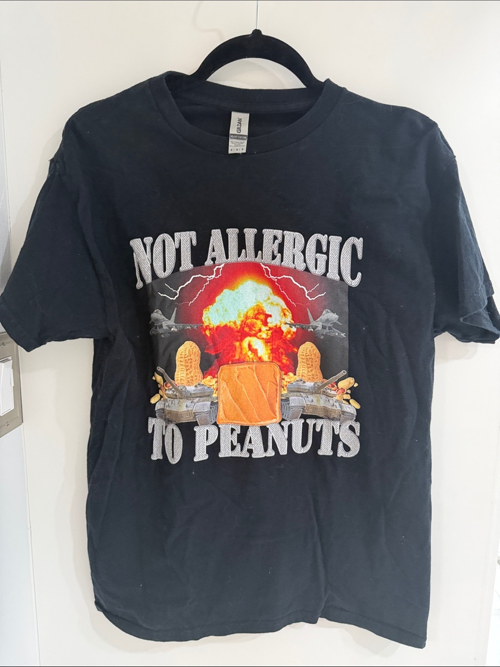 Gildan Black 'Not Allergic to Peanuts' Graphic Tee